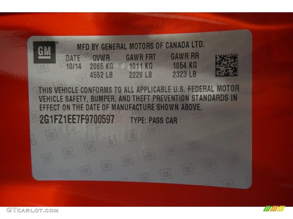 2015 Chevrolet Camaro Z/28 Coupe Info Tag Photo #101195396