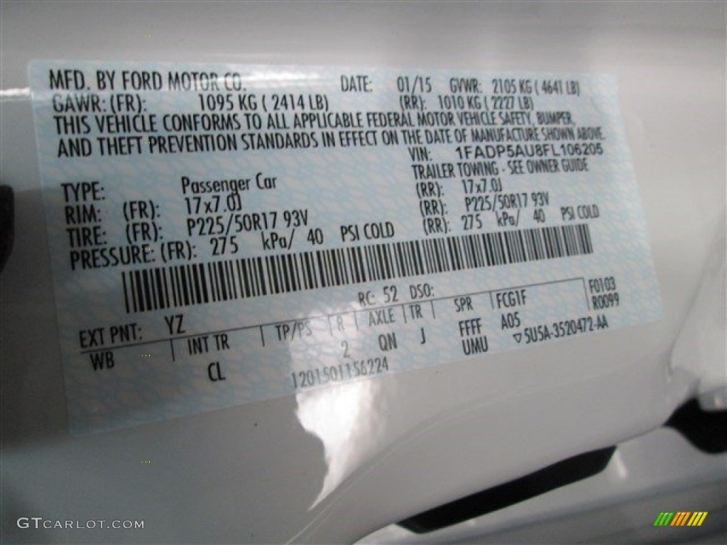2015 C-Max Color Code YZ for Oxford White Photo #101198951