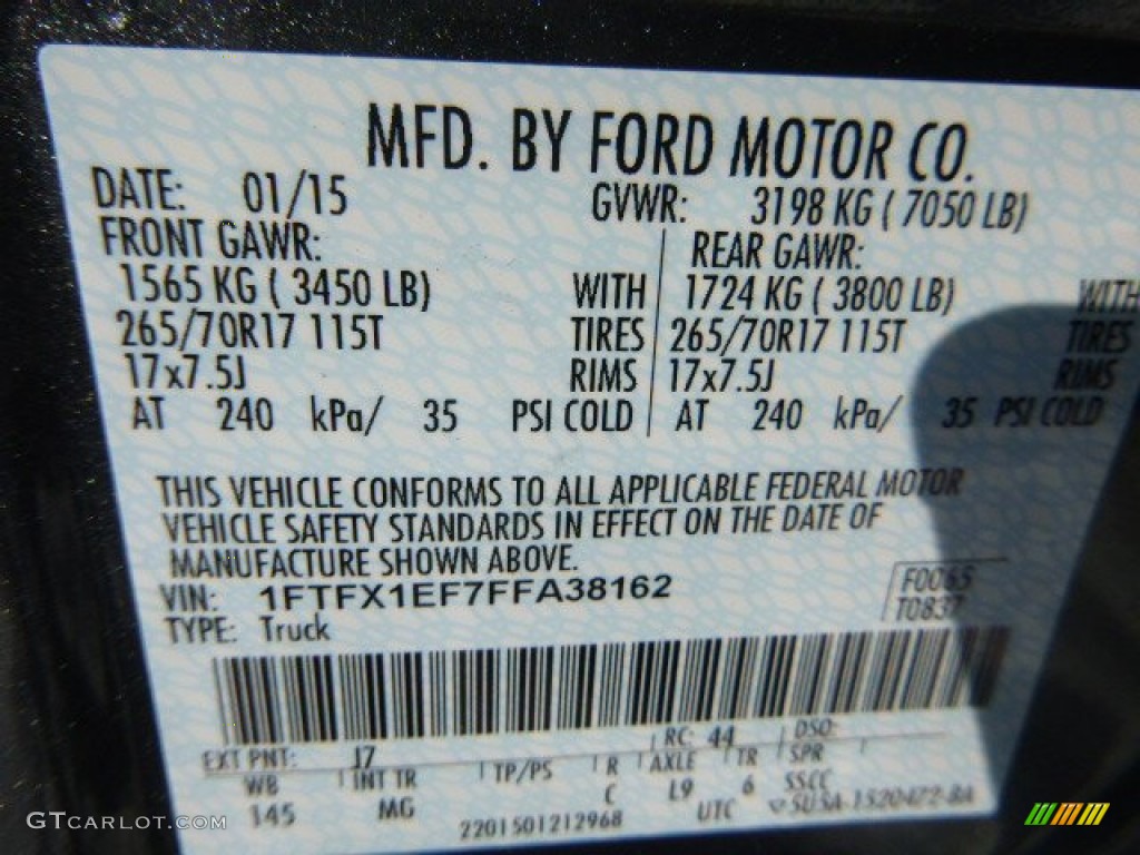 2015 F150 Color Code J7 for Magnetic Metallic Photo #101202029