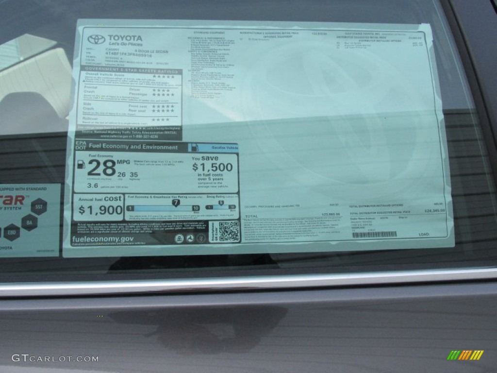 2015 Camry LE - Predawn Gray Mica / Black photo #32