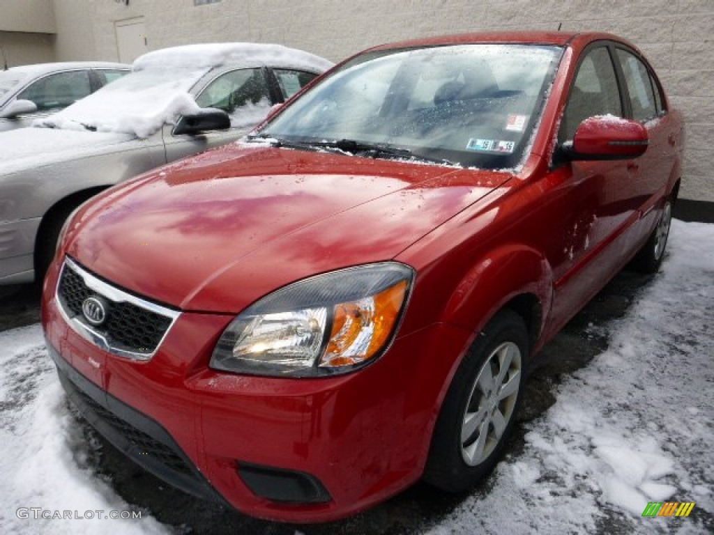 2010 Rio LX Sedan - Tropical Red / Gray photo #3