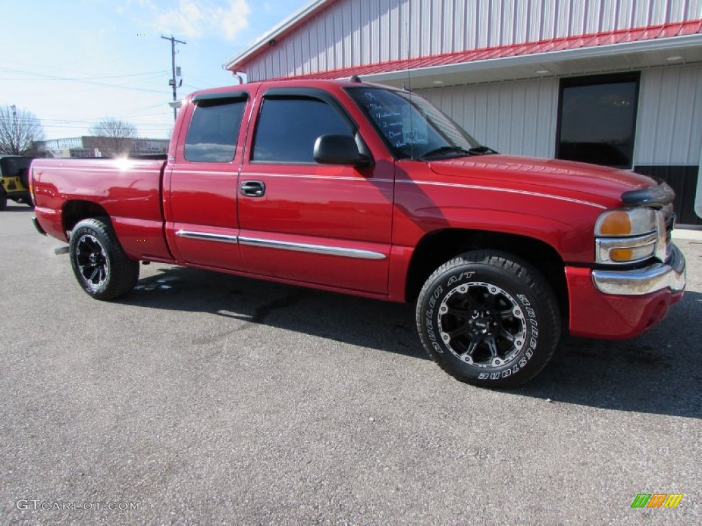 2004 Sierra 1500 SLE Extended Cab 4x4 - Fire Red / Dark Pewter photo #8