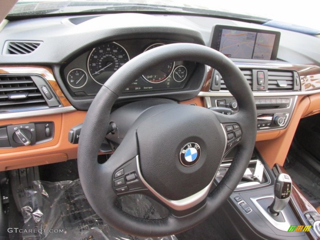 2013 BMW 3 Series 328i xDrive Sedan Saddle Brown Steering Wheel Photo #101217093