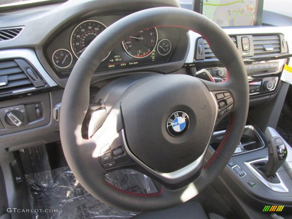 2015 BMW 4 Series 428i xDrive Gran Coupe Black Steering Wheel Photo #101218650