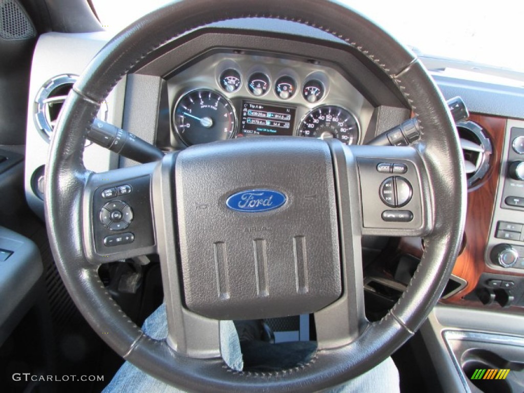 2011 F250 Super Duty Lariat Crew Cab 4x4 - Dark Blue Pearl Metallic / Black Two Tone Leather photo #48