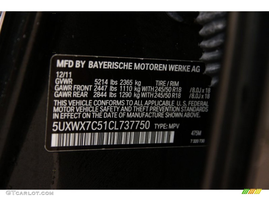 2012 X3 xDrive 35i - Black Sapphire Metallic / Black photo #39