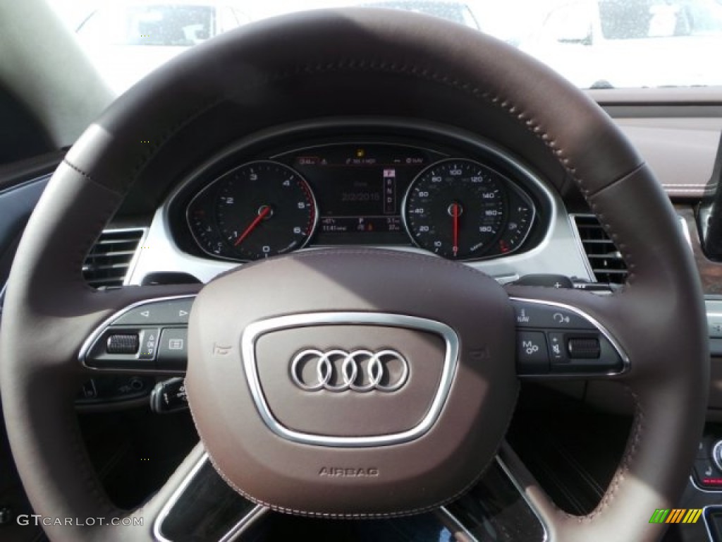 2015 Audi A8 L TDI quattro Balao Brown Steering Wheel Photo #101231424