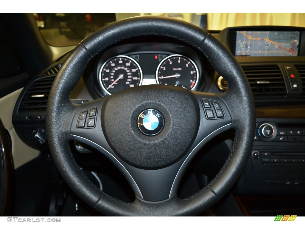 2012 BMW 1 Series 128i Convertible Savanna Beige Steering Wheel Photo #101240973