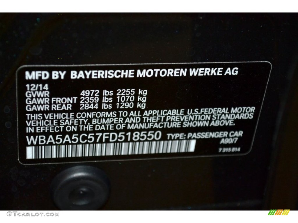 2015 5 Series 528i Sedan - Dark Graphite Metallic / Black photo #5