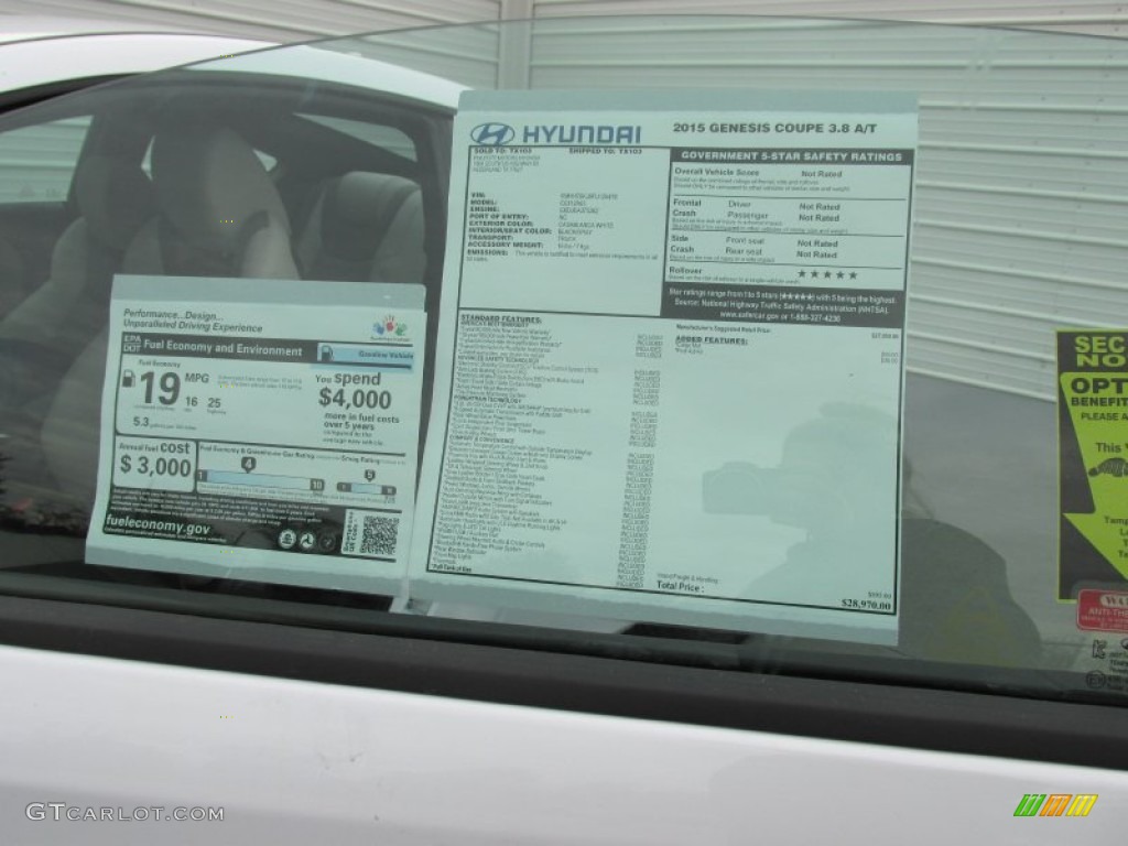2015 Hyundai Genesis Coupe 3.8 Window Sticker Photos