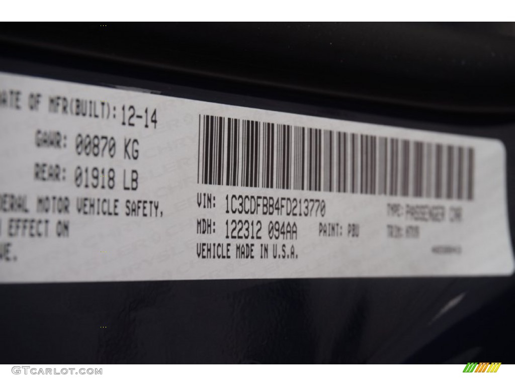 2015 Dart Color Code PBU for True Blue Pearl Photo #101247031