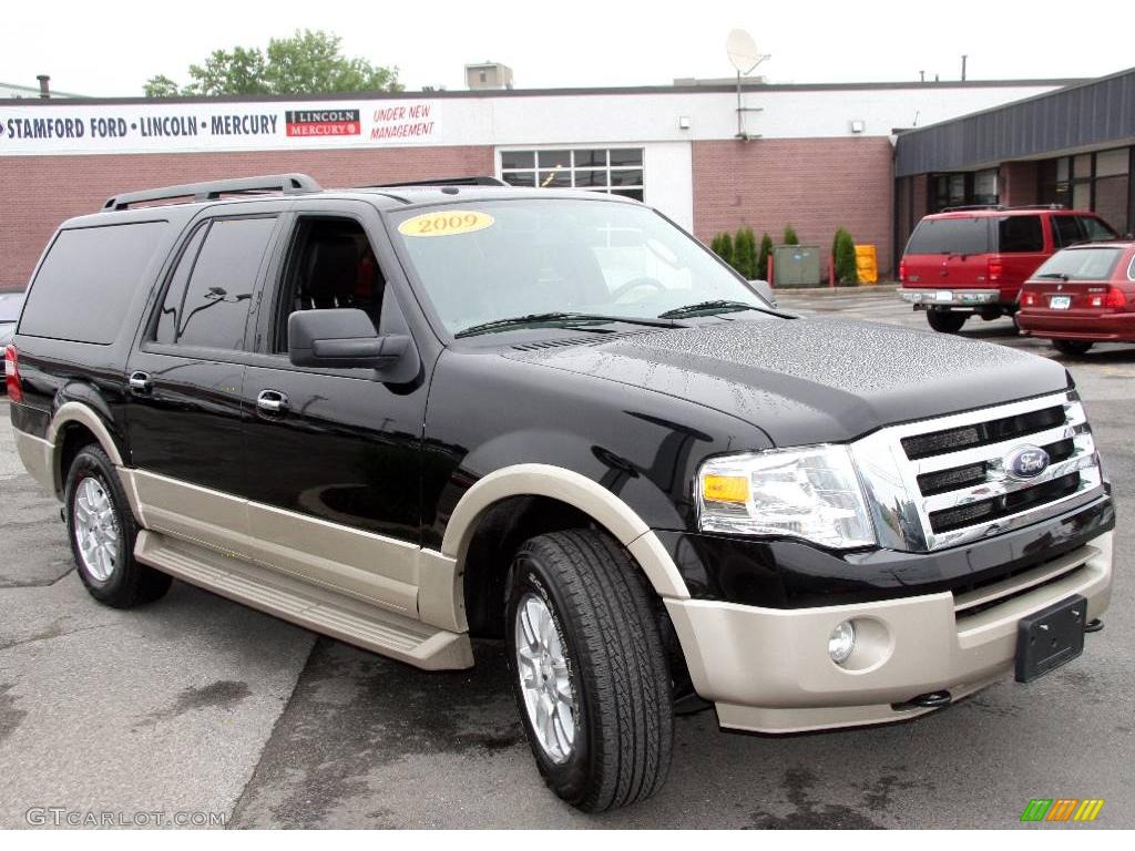2009 Expedition EL Eddie Bauer 4x4 - Black / Charcoal Black Leather/Camel photo #3