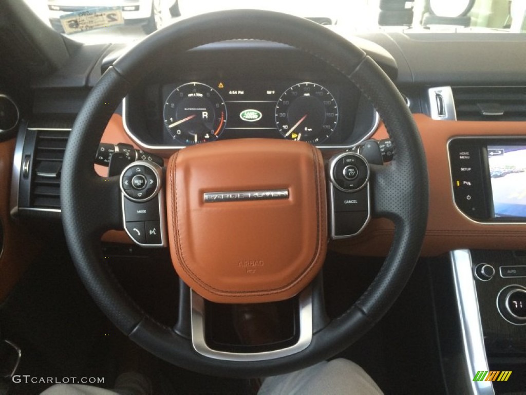 2014 Land Rover Range Rover Sport Supercharged Ebony/Tan/Tan Steering Wheel Photo #101252729