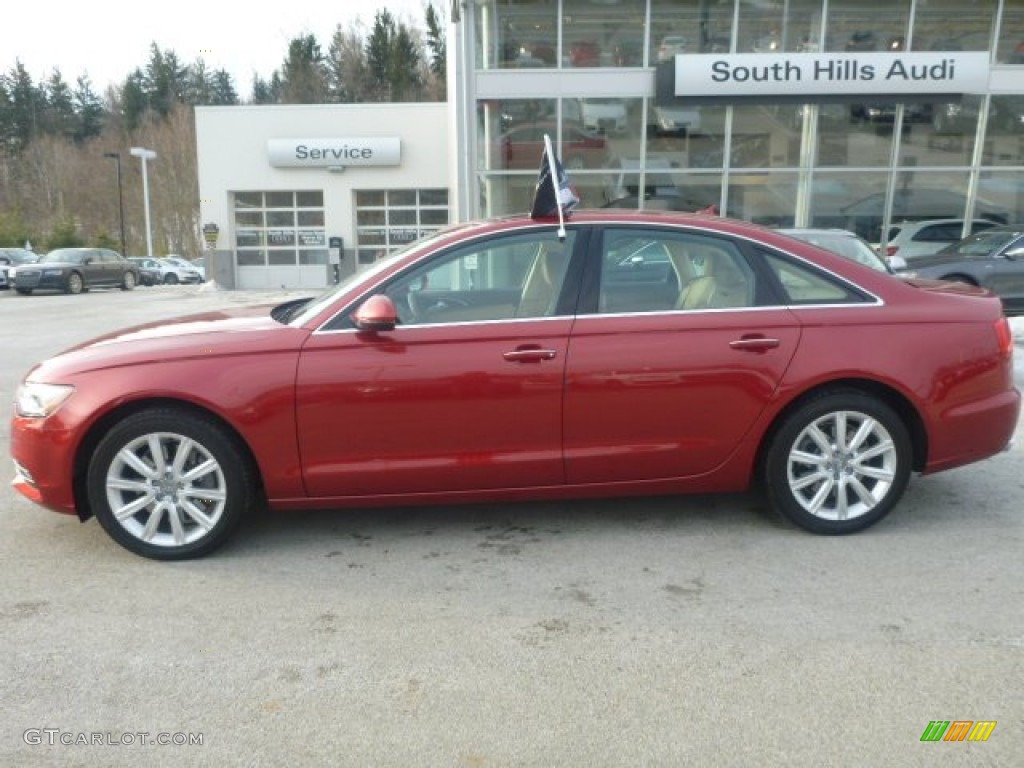2015 A6 2.0T Premium Plus quattro Sedan - Garnet Red Pearl / Velvet Beige photo #2