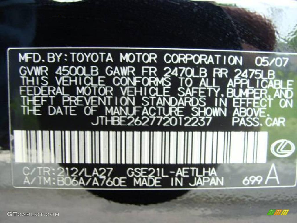 2007 IS 350 - Obsidian Black / Black photo #15