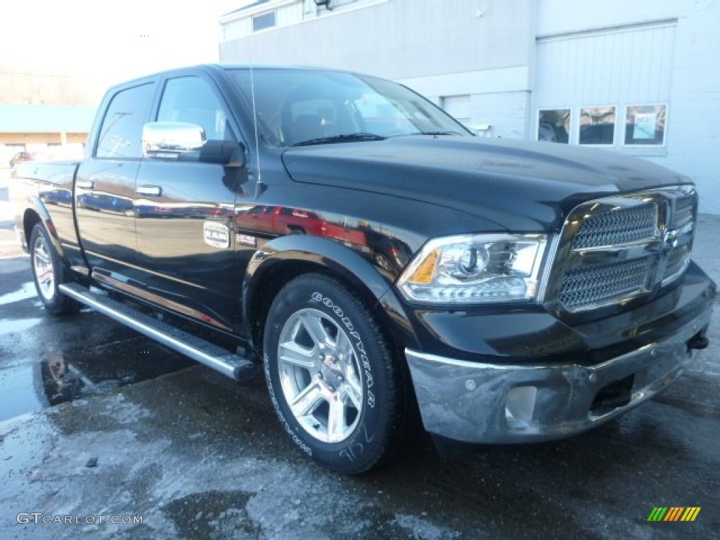 Black 2015 Ram 1500 Laramie Long Horn Crew Cab 4x4 Exterior Photo #101312976