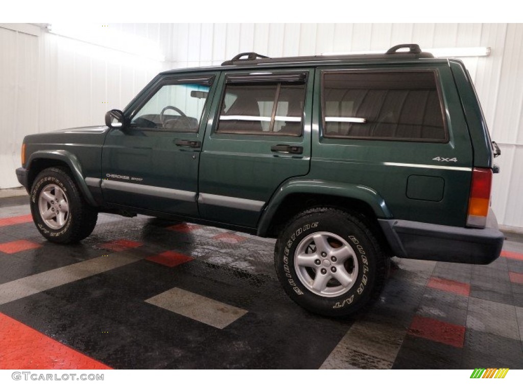 2000 Cherokee Sport 4x4 - Forest Green Pearl / Camel Beige photo #11