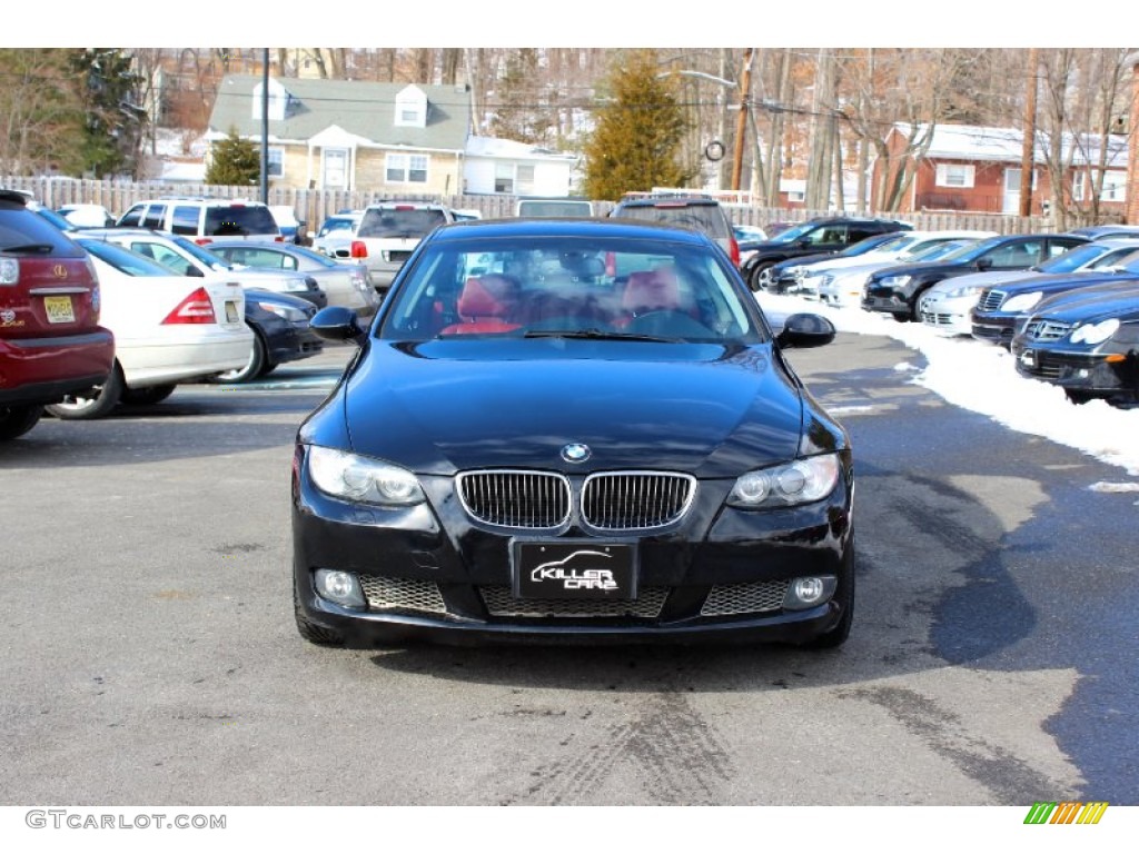 2009 3 Series 335xi Coupe - Jet Black / Coral Red/Black Dakota Leather photo #2