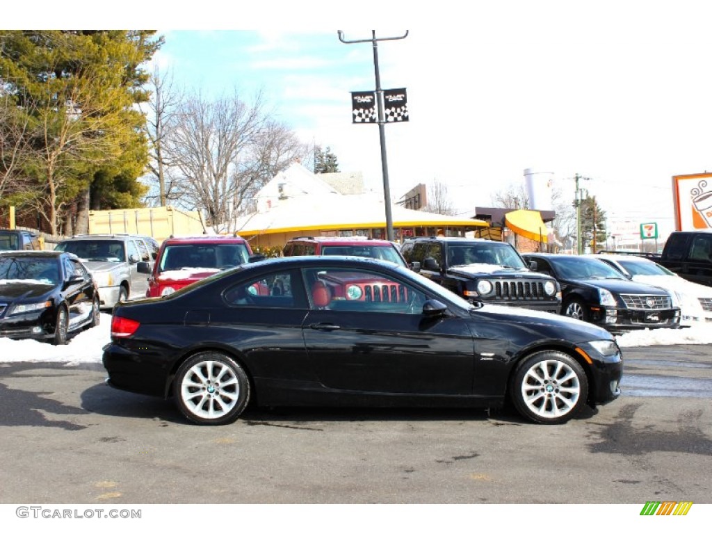 2009 3 Series 335xi Coupe - Jet Black / Coral Red/Black Dakota Leather photo #4