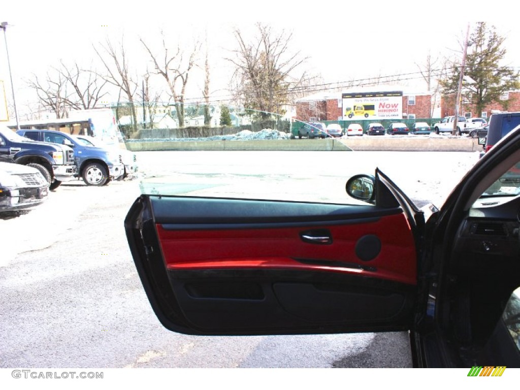 2009 3 Series 335xi Coupe - Jet Black / Coral Red/Black Dakota Leather photo #11