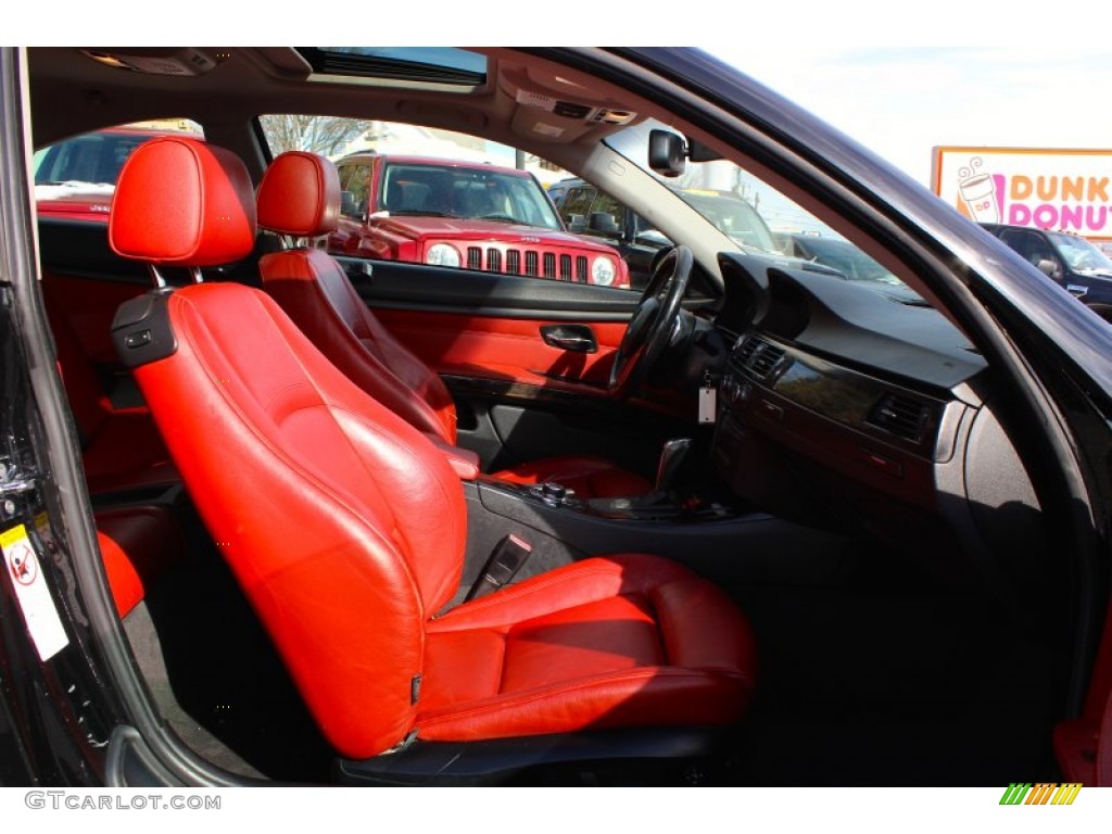 2009 3 Series 335xi Coupe - Jet Black / Coral Red/Black Dakota Leather photo #22