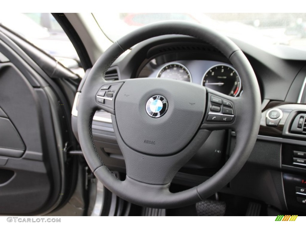 2014 BMW 5 Series 535d xDrive Sedan Black Steering Wheel Photo #101330674