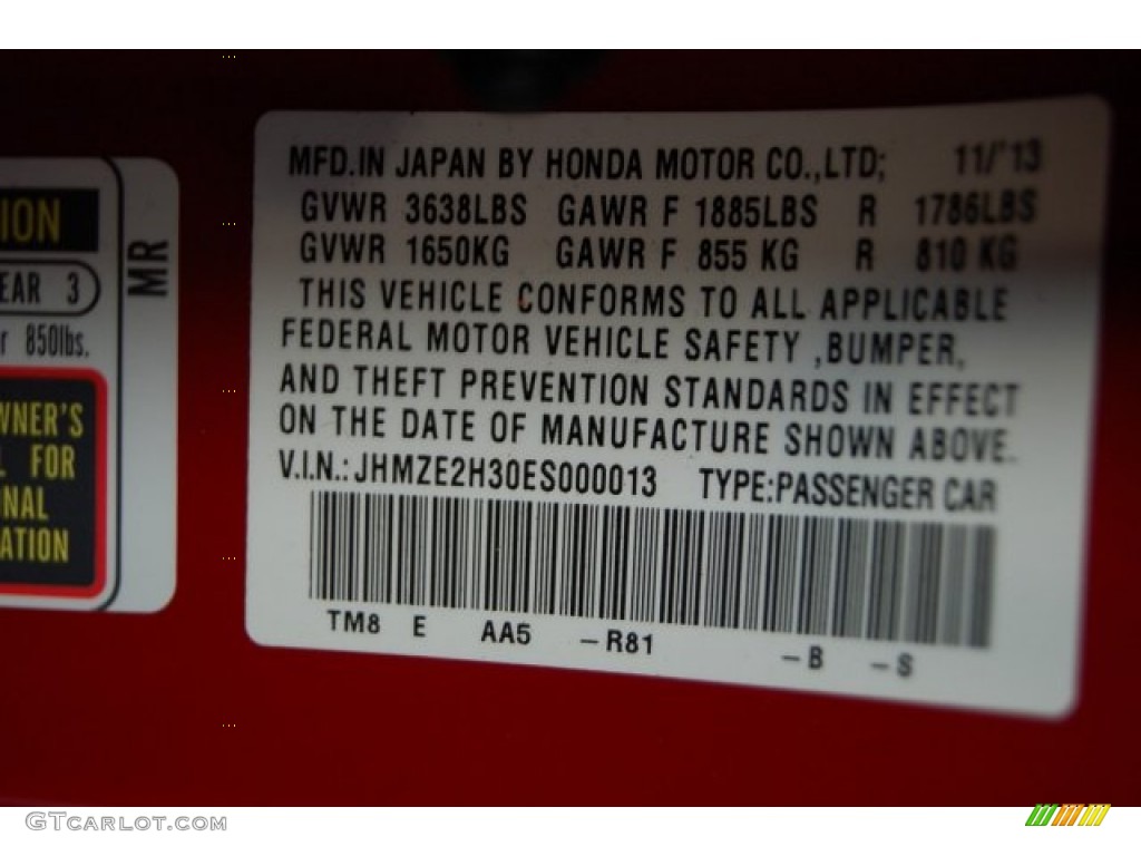 2014 Honda Insight Hybrid Color Code Photos
