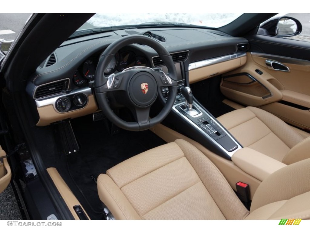 Black/Luxor Beige Interior 2014 Porsche 911 Carrera 4S Cabriolet Photo #101338899
