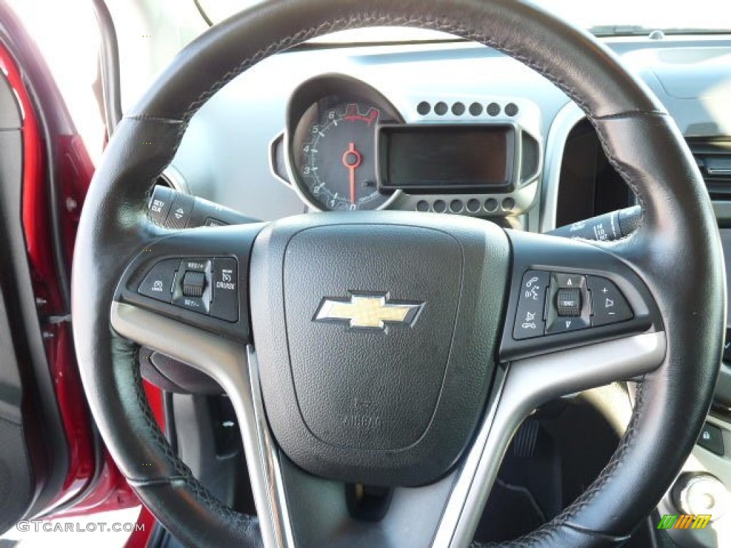2014 Chevrolet Sonic LTZ Hatchback Jet Black/Dark Titanium Steering Wheel Photo #101339343