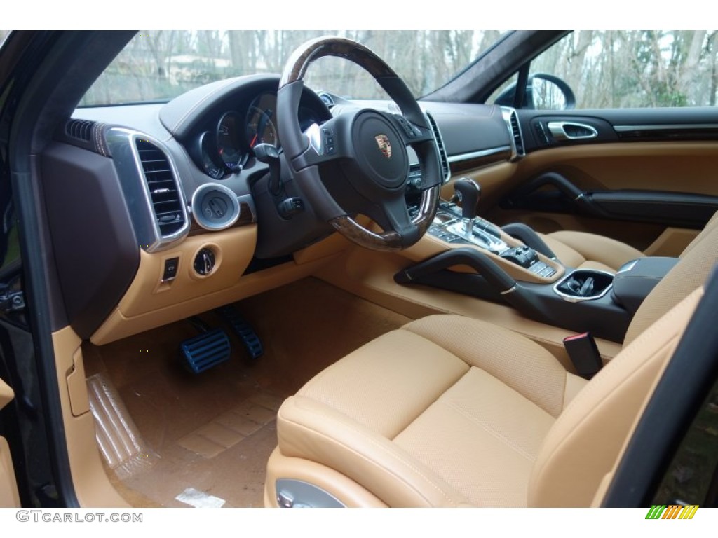 Espresso/Cognac Natural Leather Interior 2014 Porsche Cayenne Turbo Photo #101340849