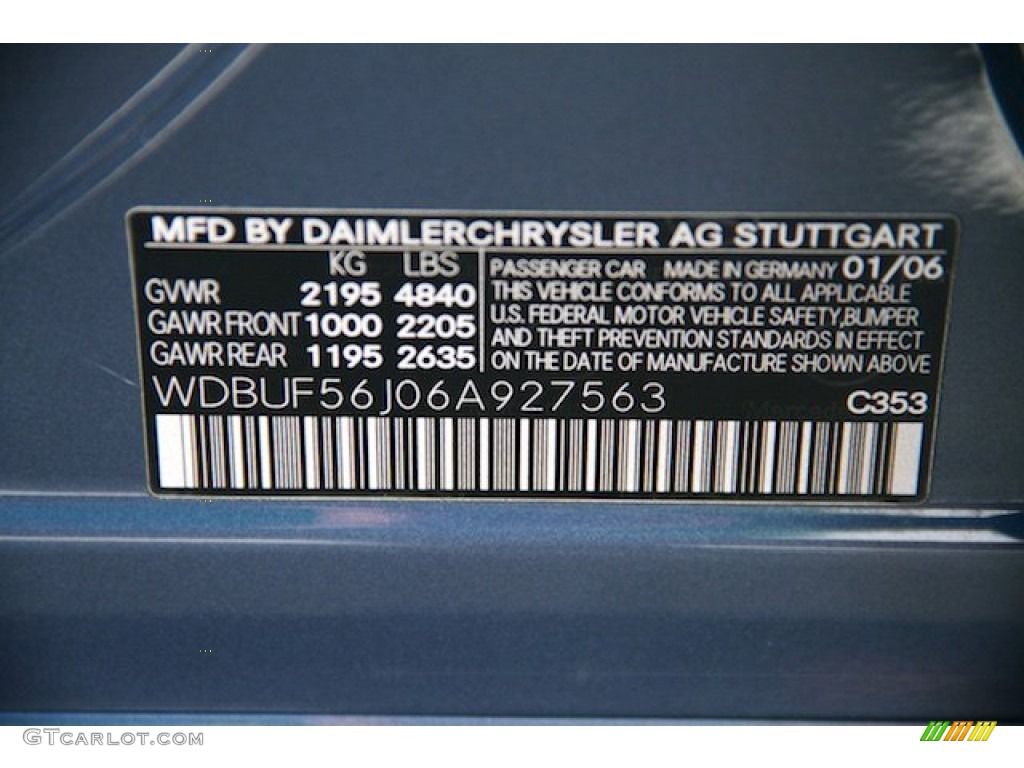 2006 Mercedes-Benz E 350 Sedan Color Code Photos