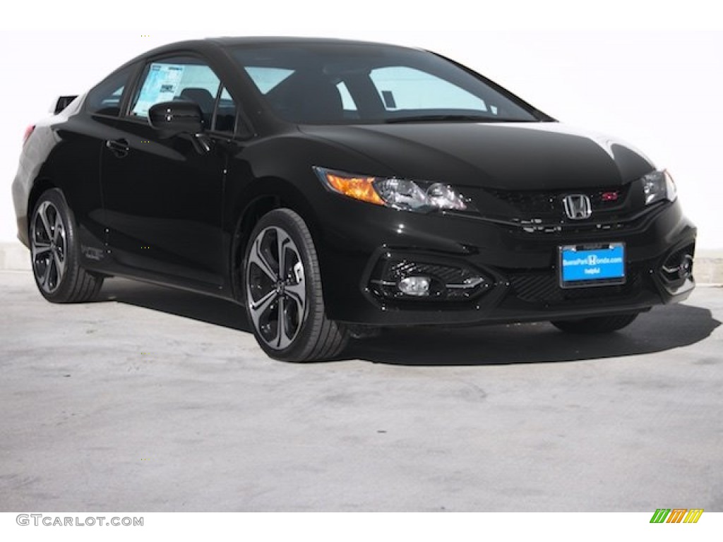 2015 Civic Si Coupe - Crystal Black Pearl / Si Black/Red photo #1