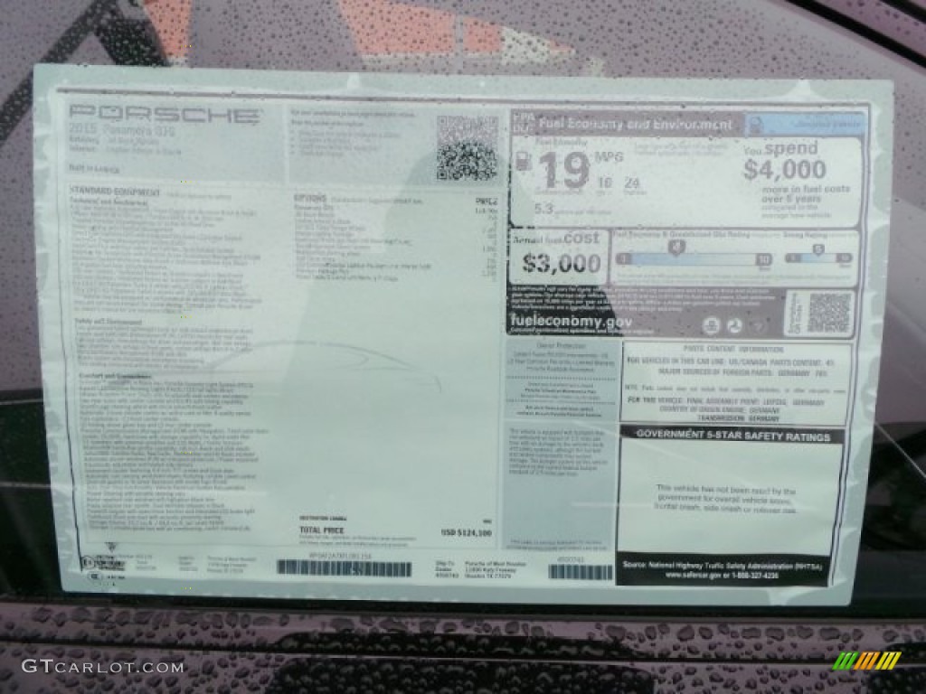 2015 Porsche Panamera GTS Window Sticker Photo #101350962