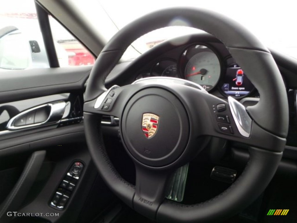 2015 Porsche Panamera S Black Steering Wheel Photo #101351544