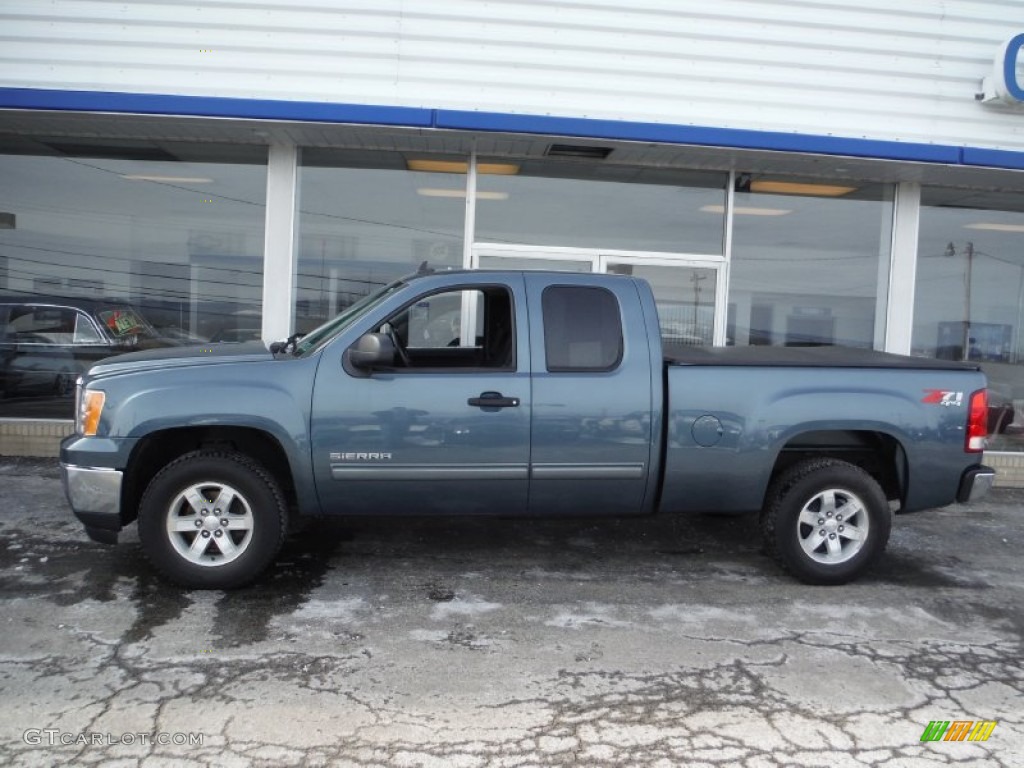2012 Sierra 1500 SLE Extended Cab 4x4 - Stealth Gray Metallic / Ebony photo #2