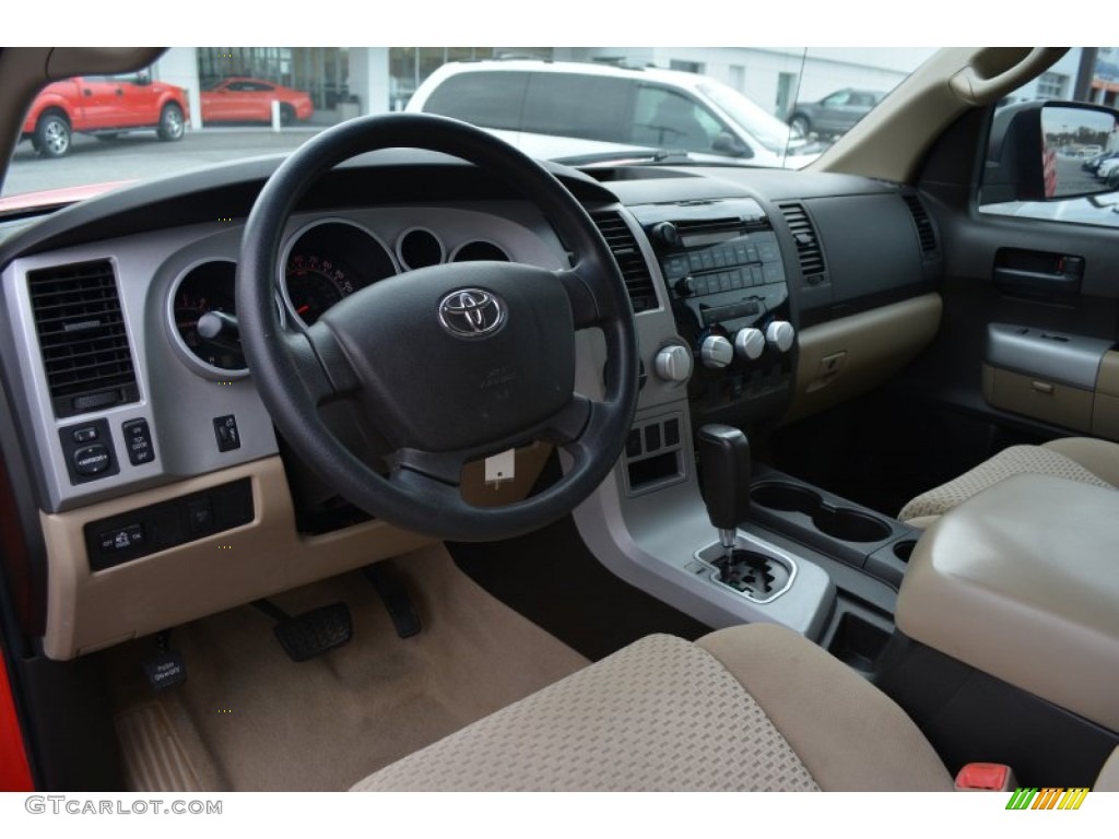 2007 Tundra SR5 Double Cab - Salsa Red Pearl / Beige photo #10