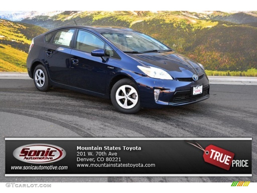 2015 Prius Three Hybrid - Nautical Blue Metallic / Bisque photo #1
