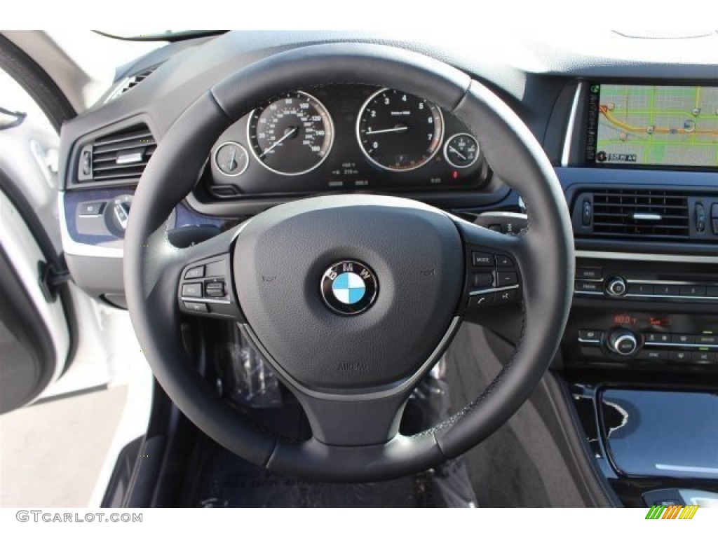 2015 BMW 5 Series 528i Sedan Black Steering Wheel Photo #101390389