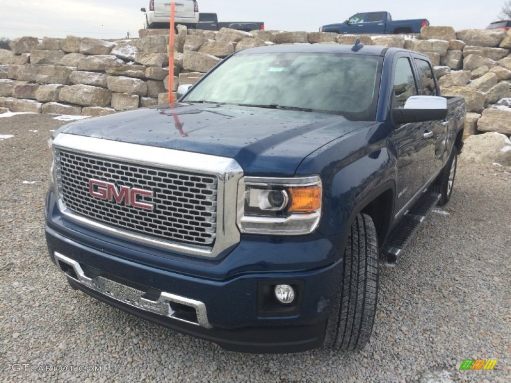 2015 Sierra 1500 Denali Crew Cab 4x4 - Stone Blue Metallic / Cocoa/Dune photo #2