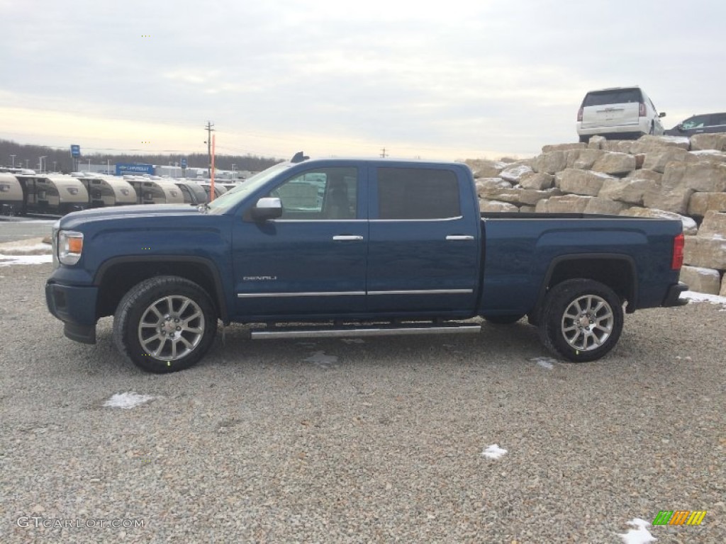 2015 Sierra 1500 Denali Crew Cab 4x4 - Stone Blue Metallic / Cocoa/Dune photo #3