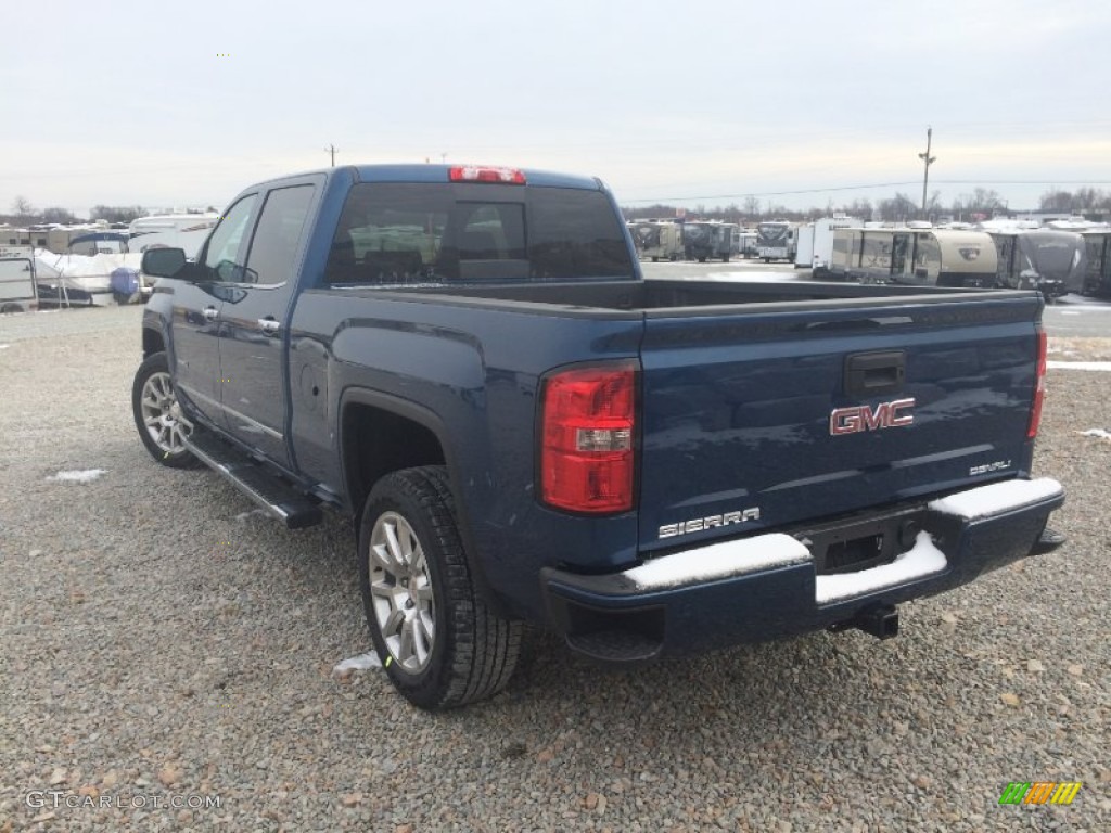 2015 Sierra 1500 Denali Crew Cab 4x4 - Stone Blue Metallic / Cocoa/Dune photo #28