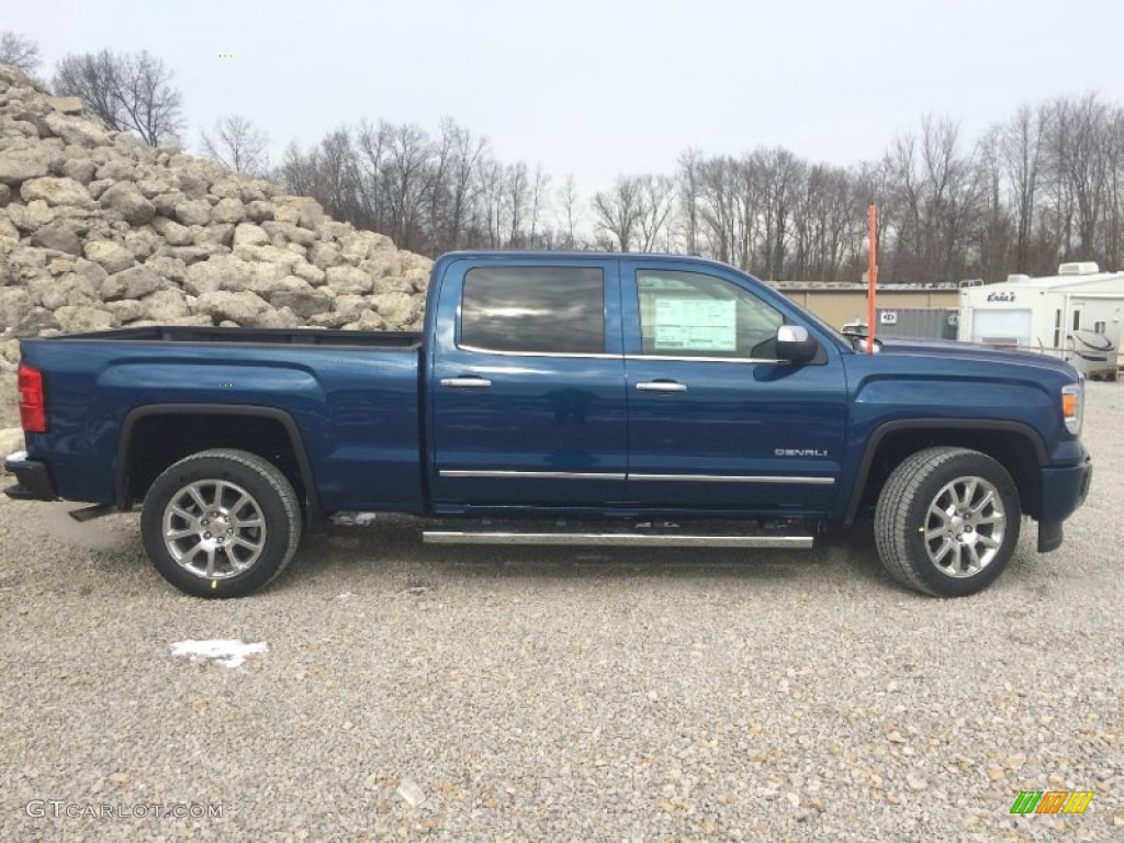 2015 Sierra 1500 Denali Crew Cab 4x4 - Stone Blue Metallic / Cocoa/Dune photo #34