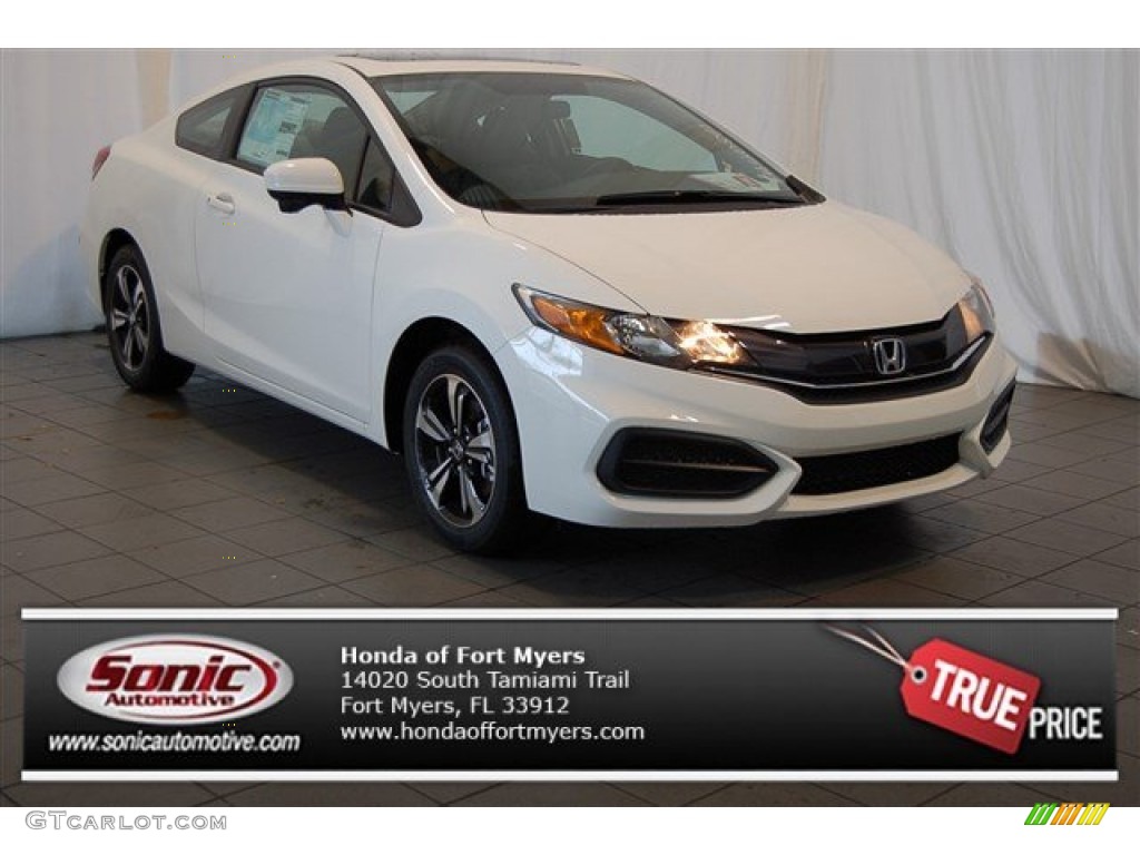 2015 Civic EX Coupe - White Orchid Pearl / Gray photo #1