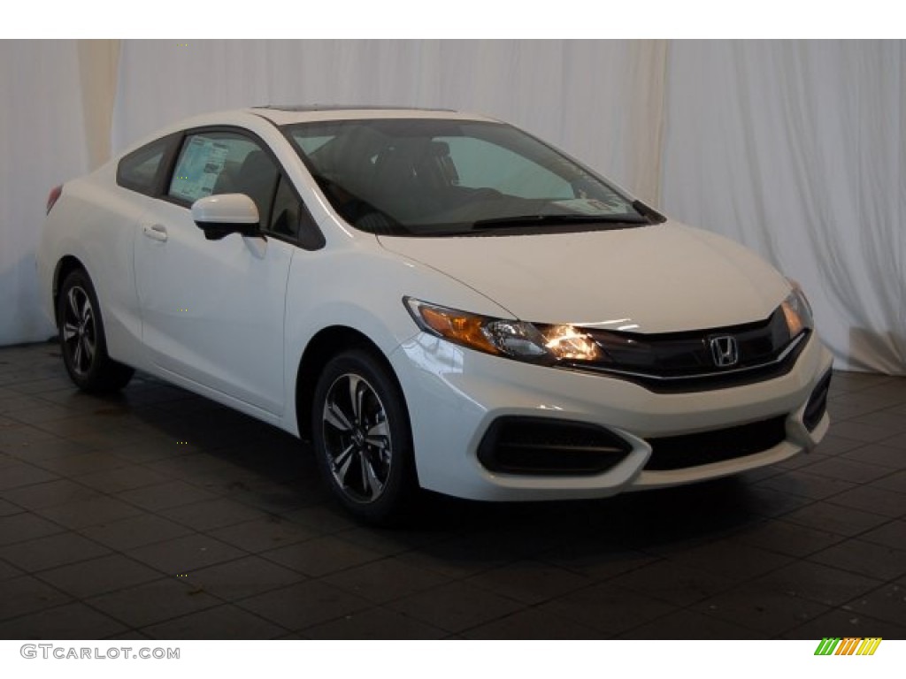 2015 Civic EX Coupe - White Orchid Pearl / Gray photo #2