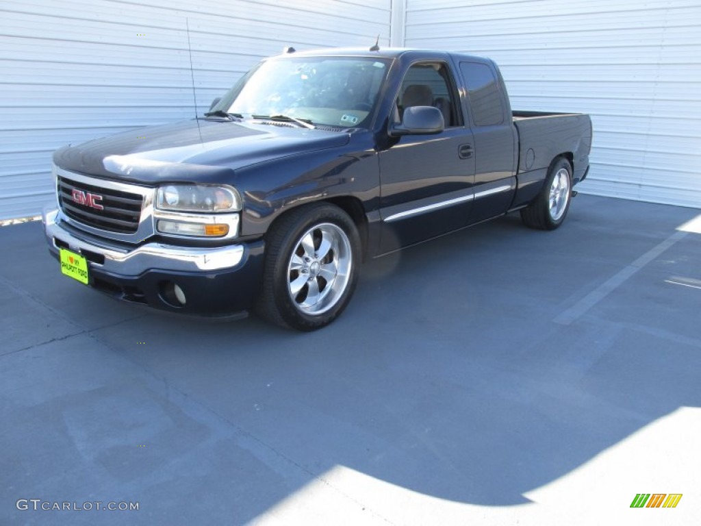 2005 Sierra 1500 SLT Extended Cab - Deep Blue Metallic / Dark Pewter photo #4