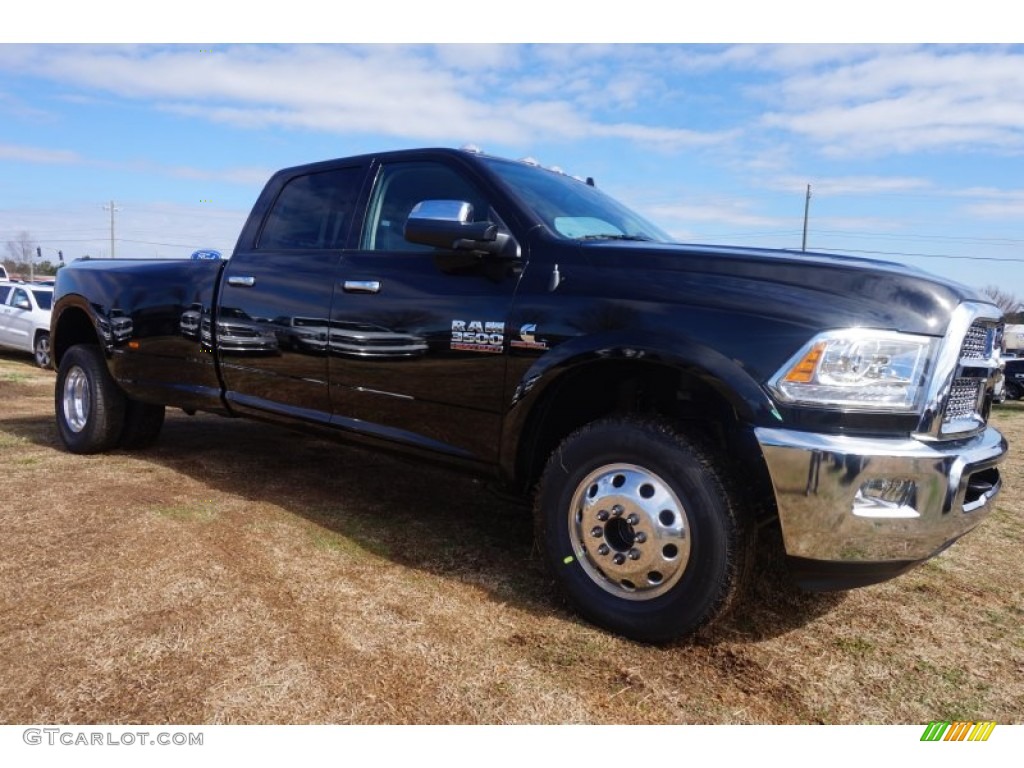 Black 2015 Ram 3500 Laramie Longhorn Crew Cab Dual Rear Wheel Exterior Photo #101409530