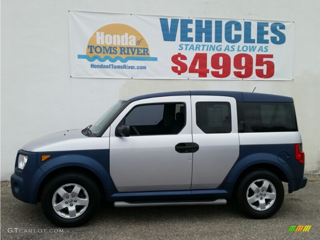 2005 Element EX AWD - Satin Silver Metallic / Gray/Blue photo #5