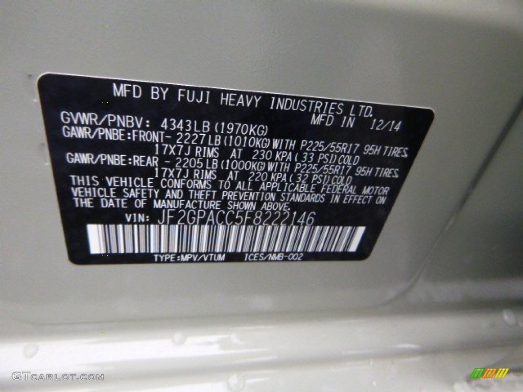 2015 XV Crosstrek 2.0i Premium - Desert Khaki / Black photo #16