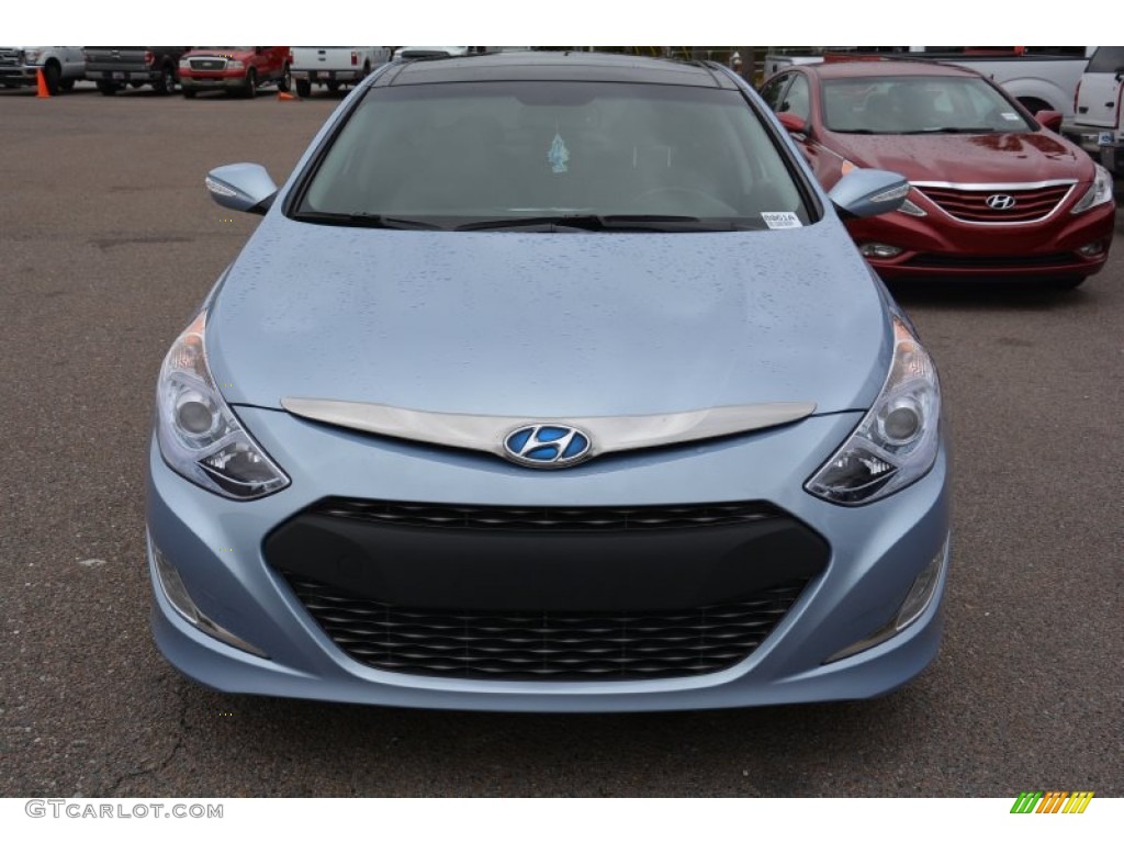 2014 Sonata Hybrid Limited - Blue Sky Metallic / Gray photo #10