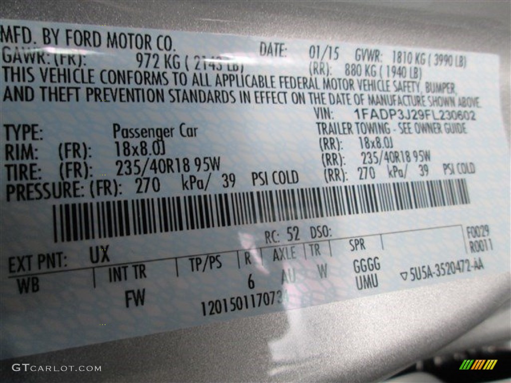 2015 Ford Focus Titanium Sedan Color Code Photos